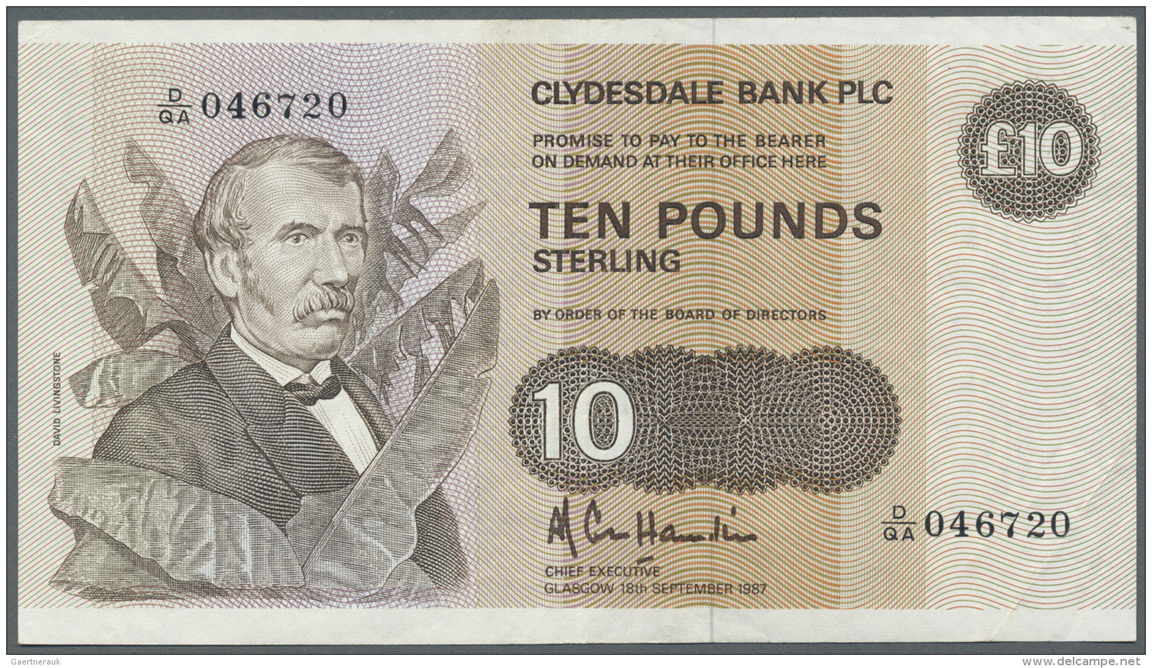 Scotland / Schottland: Clydesdale Bank Plc 10 Pounds 1987 P. 213c In Condition: VF-. - Autres & Non Classés