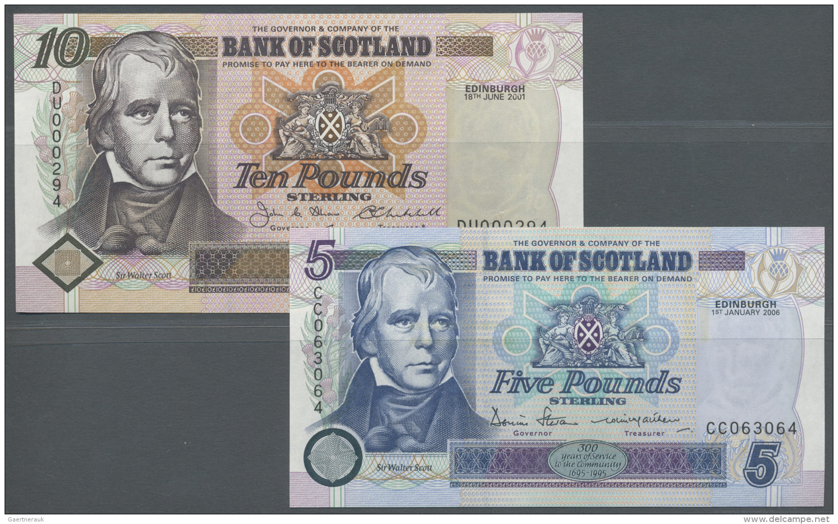 Scotland / Schottland: Pair With 5 Pounds 2006 And 10 Pounds 2001, P.119e, 120d, Both In UNC - Autres & Non Classés