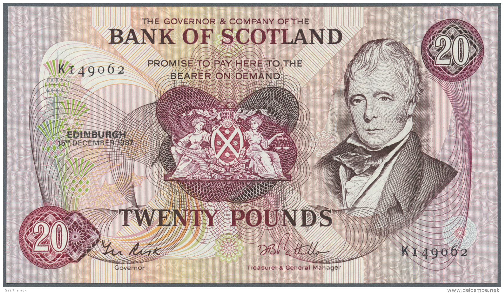 Scotland / Schottland: Bank Of Scotland 20 Pounds 1987 P. 114e In Crisp Original Condition: UNC. - Altri & Non Classificati