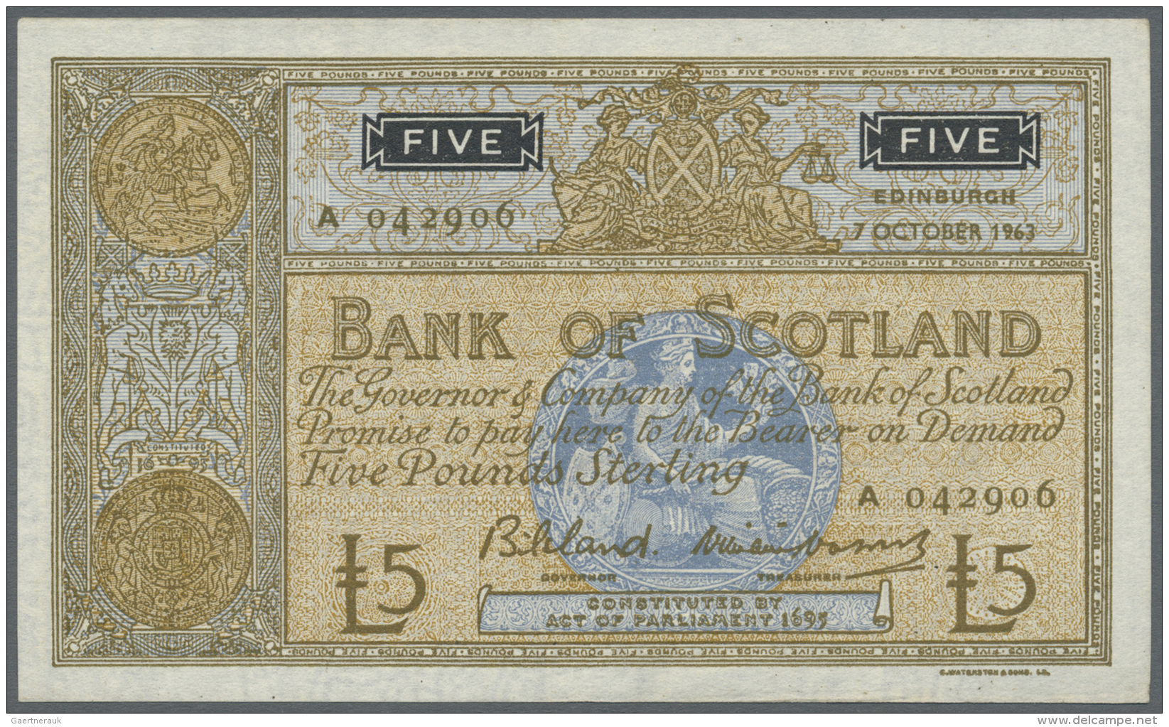 Scotland / Schottland: 5 Pounds 1963, P.106a In AUNC - Altri & Non Classificati