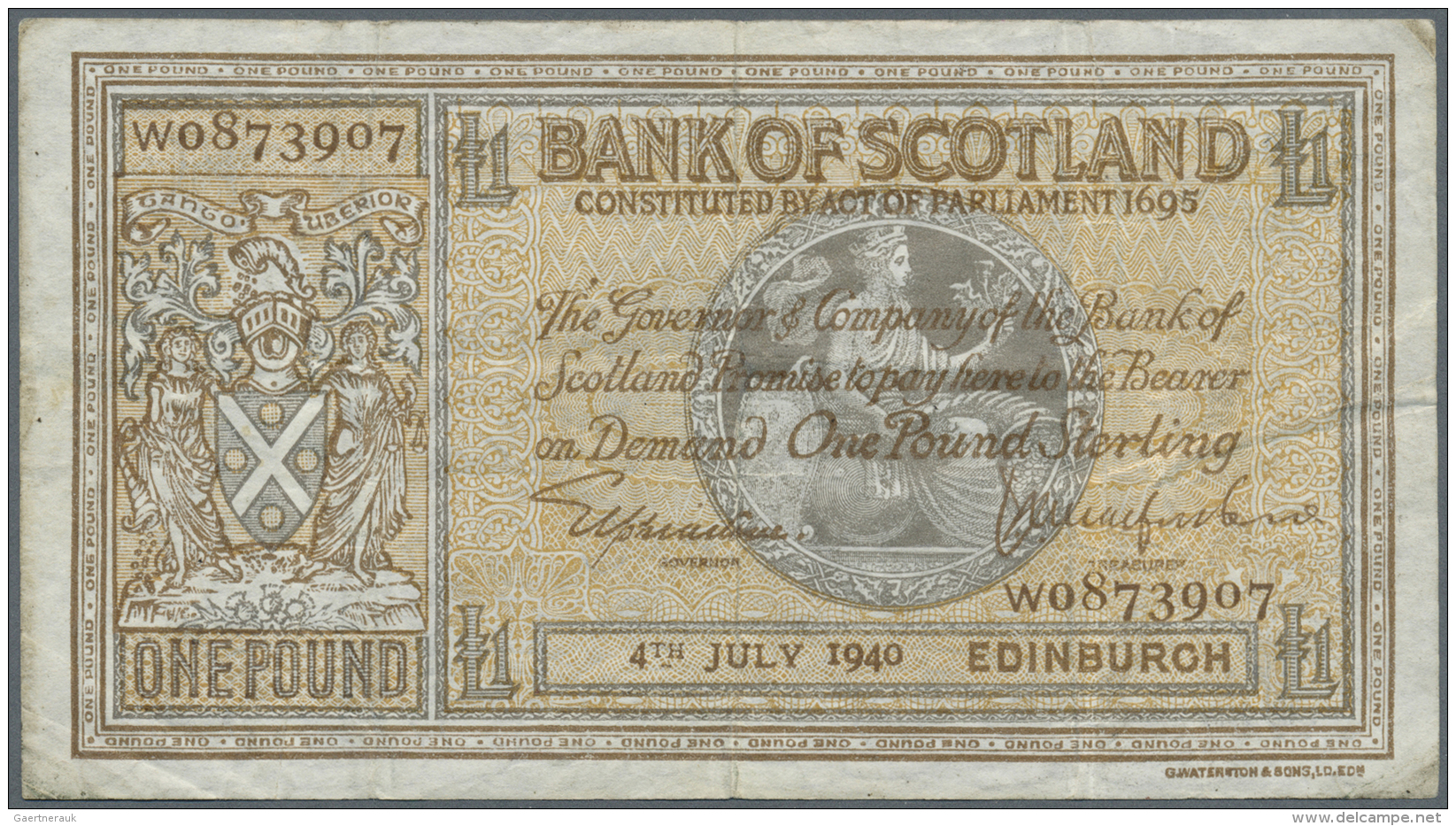 Scotland / Schottland: Set Of 2 Notes Containing 1 Pound 1940 P. 91b (F) And 1 Pound 1941 P. 91A With Discoloration On F - Autres & Non Classés