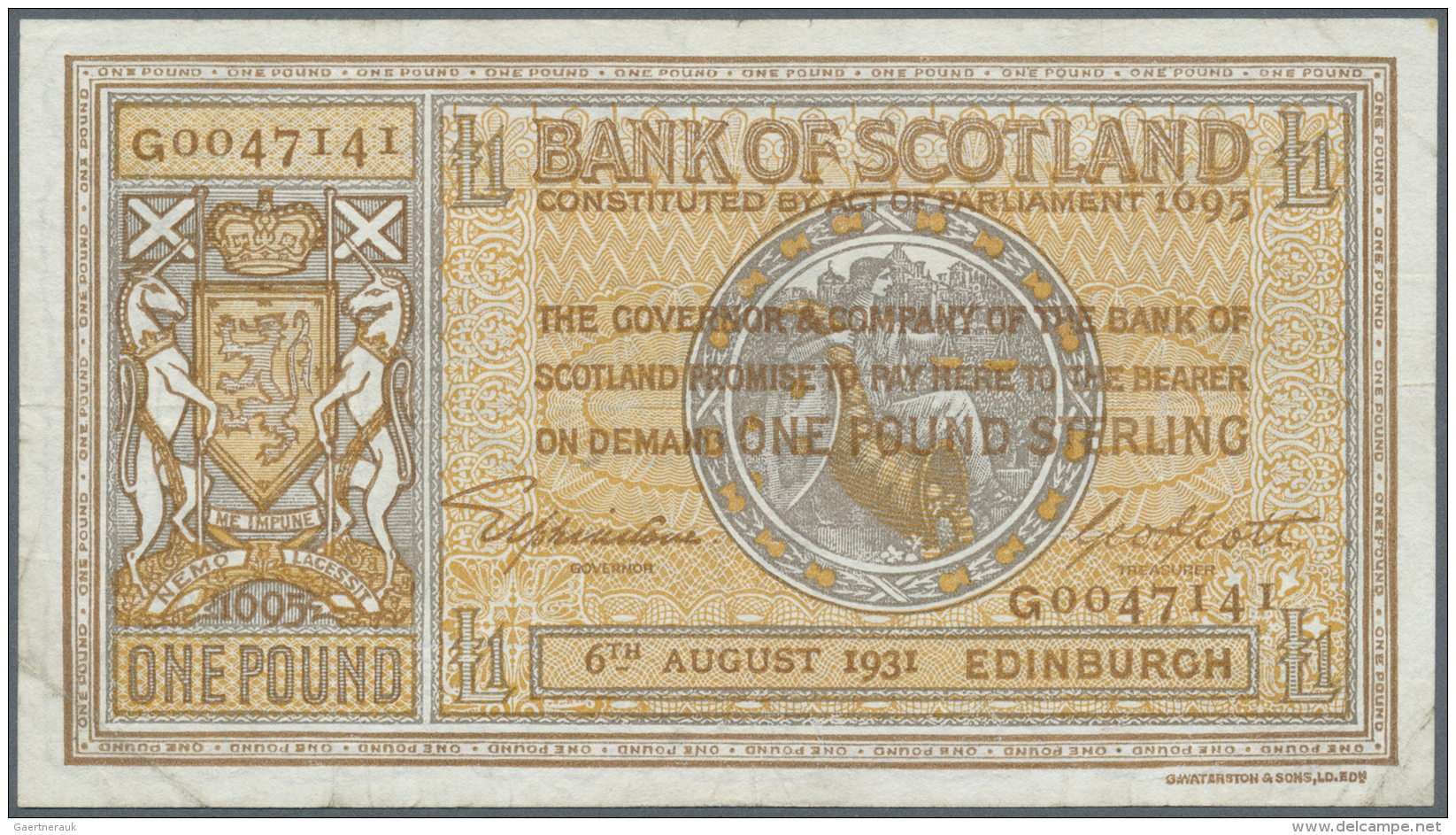 Scotland / Schottland: 1 Pound 1931 P. 86, Normal Traces Of Circulation As Folds And Creases But No Holes Or Tears, Cond - Altri & Non Classificati