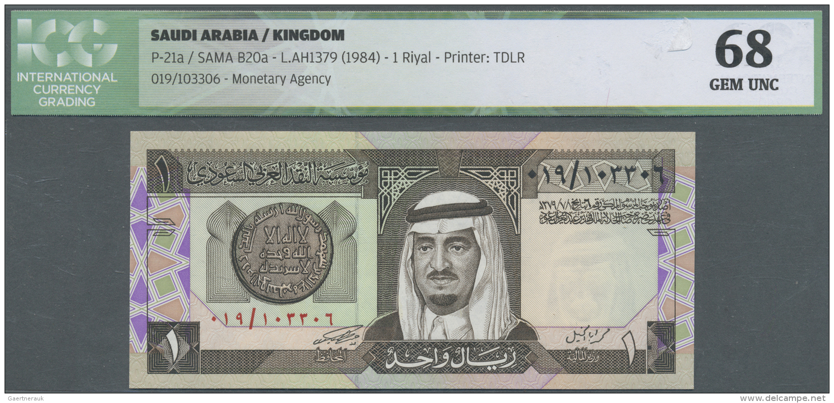 Saudi Arabia  / Saudi Arabien: Saudi Arabia: 1 Riyal ND(1984) P. 21a, ICG Graded 68 GEM UNC. - Arabie Saoudite