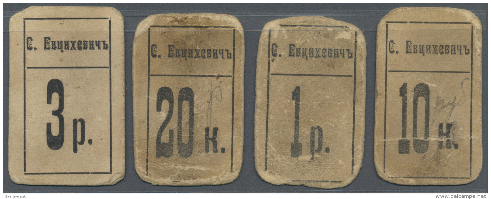 Russia / Russland: Set With 4 Factory Token 10 And 20 Kopeks, 1 And 3 Rubles Not Dated (pre WW I), P.NL With Several Han - Russie