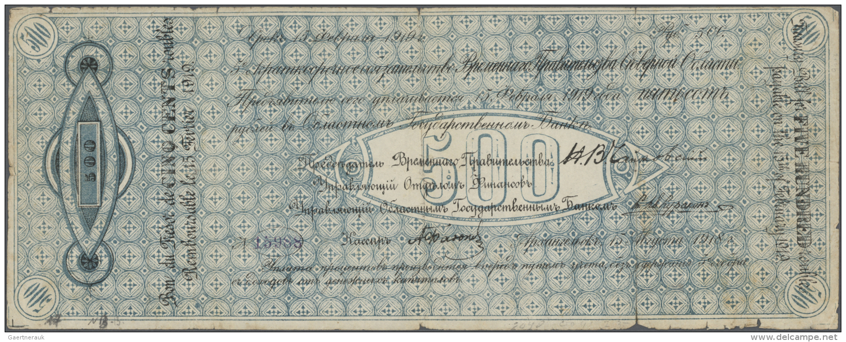 Russia / Russland: Pair Of 500 Rubles 1918 Provisional Government Of The North Region, P.S128a,b In VG To F Condition (2 - Russie