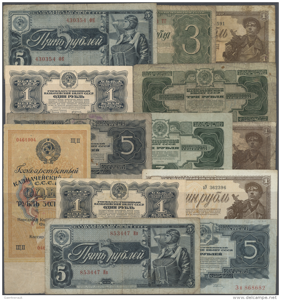 Russia / Russland: Set With 13 Banknotes Of The State Treasury Notes 1928, 1934 And 1938 Containing 1 Gold Ruble 1928, 2 - Russie