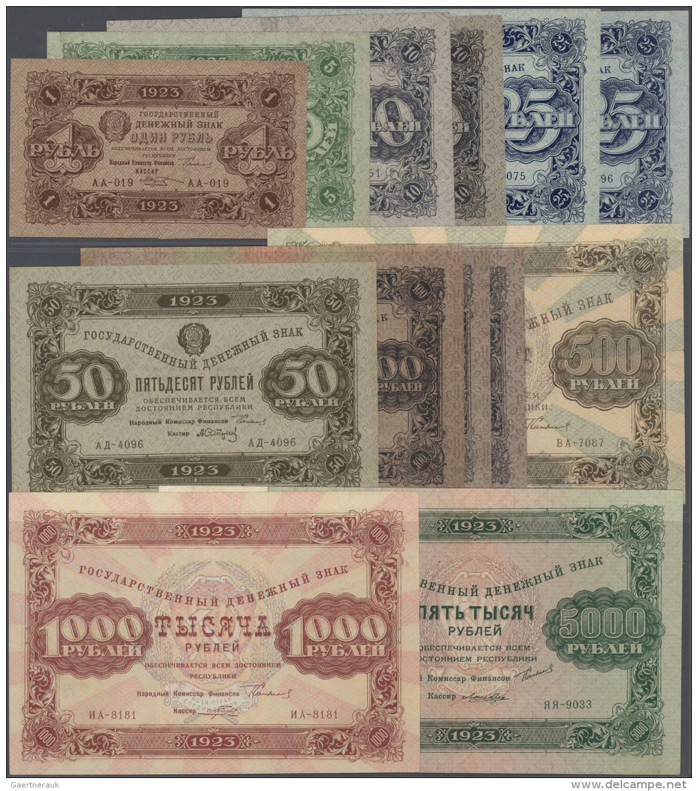 Russia / Russland: Full Set With 13 Banknotes Of The Second New Ruble Currency Notes 1923, Containing 1, 5, 2 X 10, 2 X - Russie