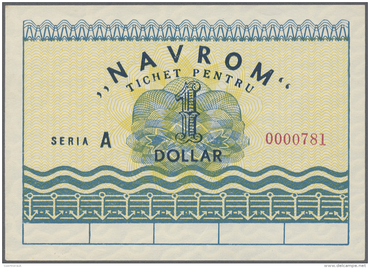 Romania / Rum&auml;nien: 1 Dollar Navrom Serie A ND, P. NL., Only One Light Dint At Lower Border, Condition: AUNC. - Romania