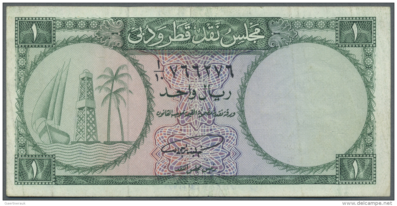 Qatar &amp; Dubai: 1 Riyal ND(1960) P. 1, Vertical Folds, Handling In Paper And Light Stain, Paper Still Strong And With - Emirats Arabes Unis