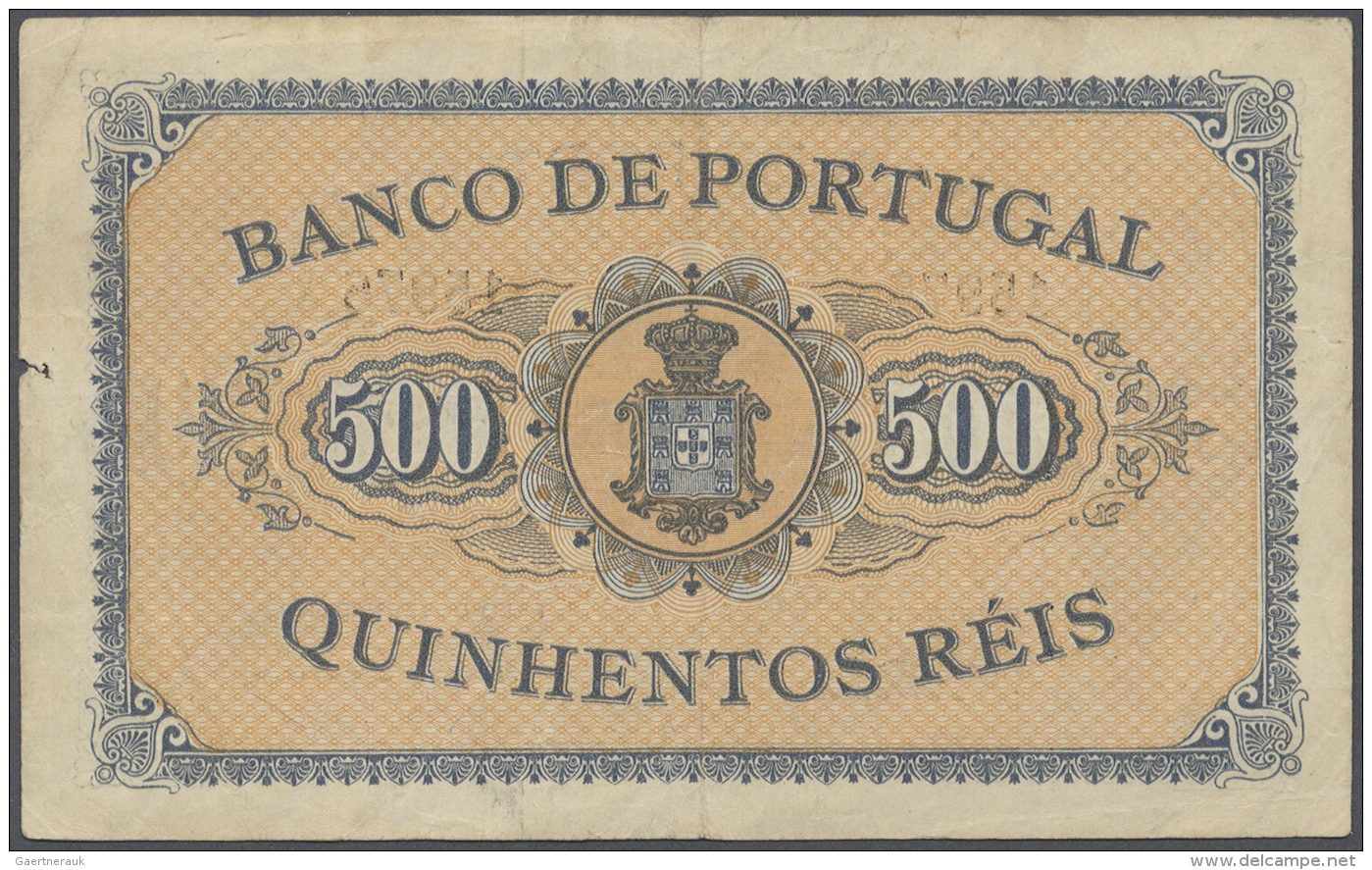 Portugal: 500 Reis 1891 P. 65, Center Fold, Staining At Upper Border On Front, A Tiny Damage At Right Border Center, No - Portogallo