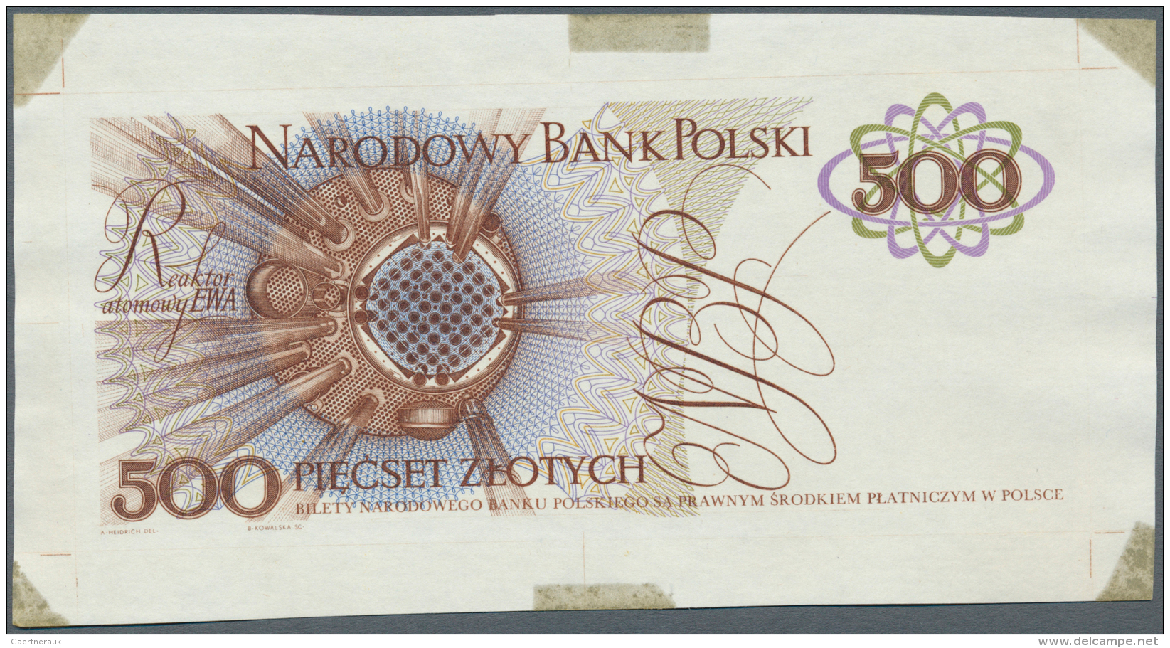 Poland / Polen: Intaglio Printed Front And Backside Proof For The 500 Zlotych Curie, Dated 1971, Serial Number GL 000008 - Pologne