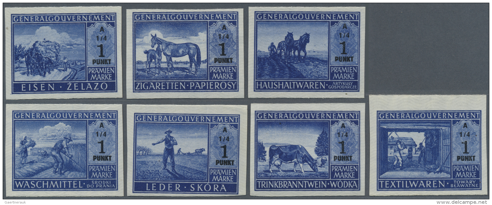 Poland / Polen: Set With 7 "Pr&auml;mienmarken" Issued By The Generalgouvernement In Poland During The War, For Iron, Vo - Pologne