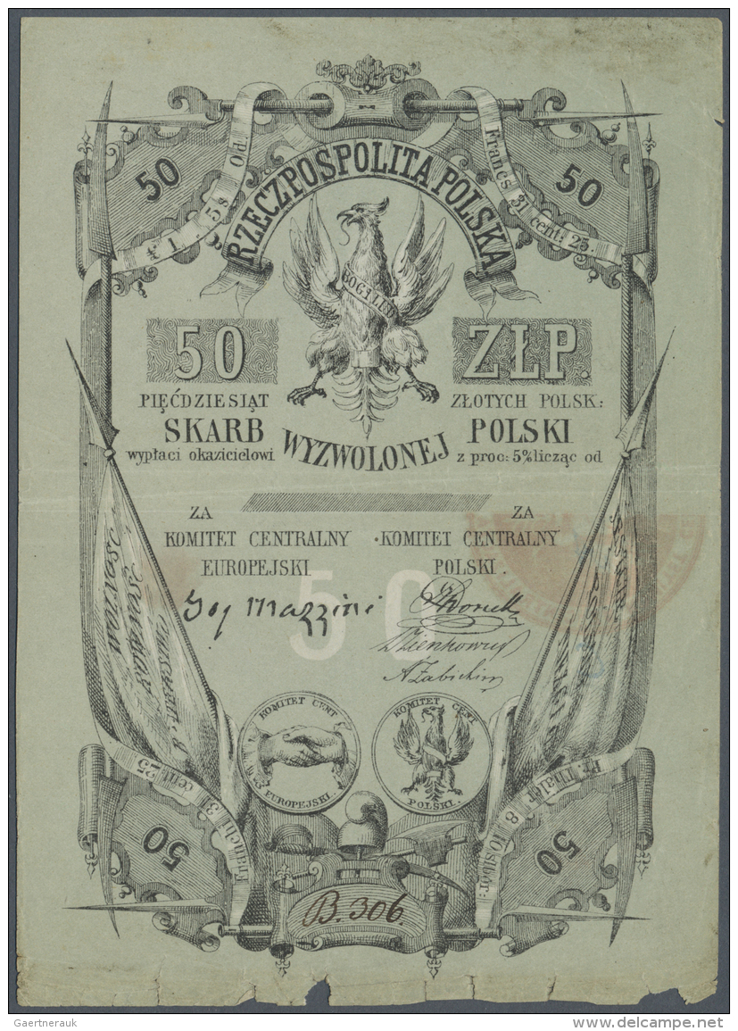 Poland / Polen: Poland National Liberation Committee - London, Notgeld 1848-1849, 50 Zlotych, Interesting Item, Stronger - Pologne