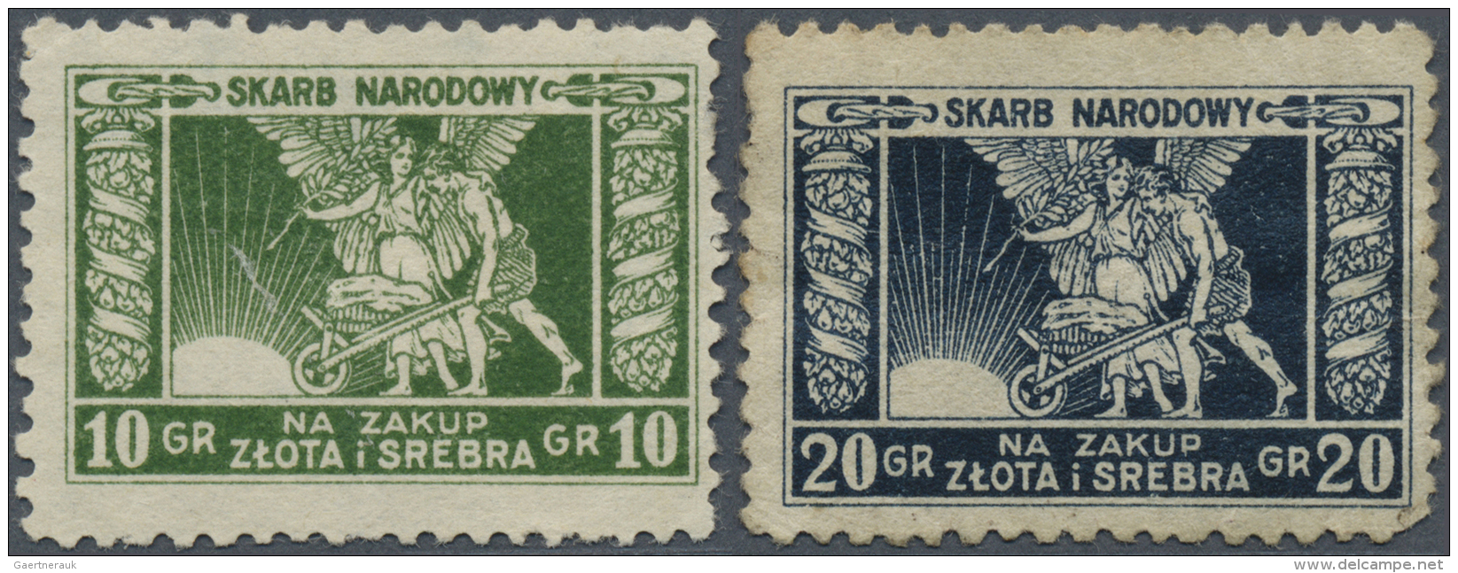 Poland / Polen: Set Of 2 Stamp Issues Skarb Narodowy From 10 And 20 Groszy, P. NL Without Date (1920-24), Condition: XF. - Pologne