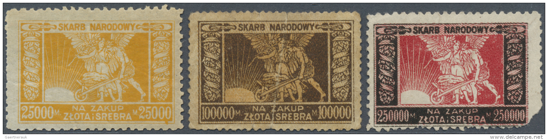 Poland / Polen: Set Of 3 Stamp Issues Skarb Narodowy 25.000, 100.000 And 250.000 Marek, P. NL Without Date (1920-24), Co - Pologne