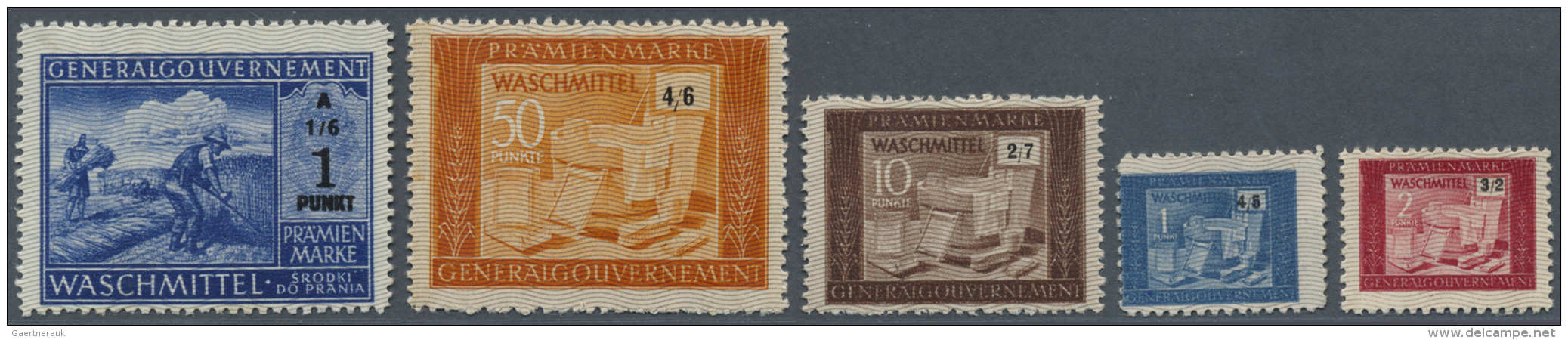 Poland / Polen: Set With 5 "Pr&auml;mienmarken" Issued By The Generalgouvernement In Poland During The War, For Detergen - Pologne