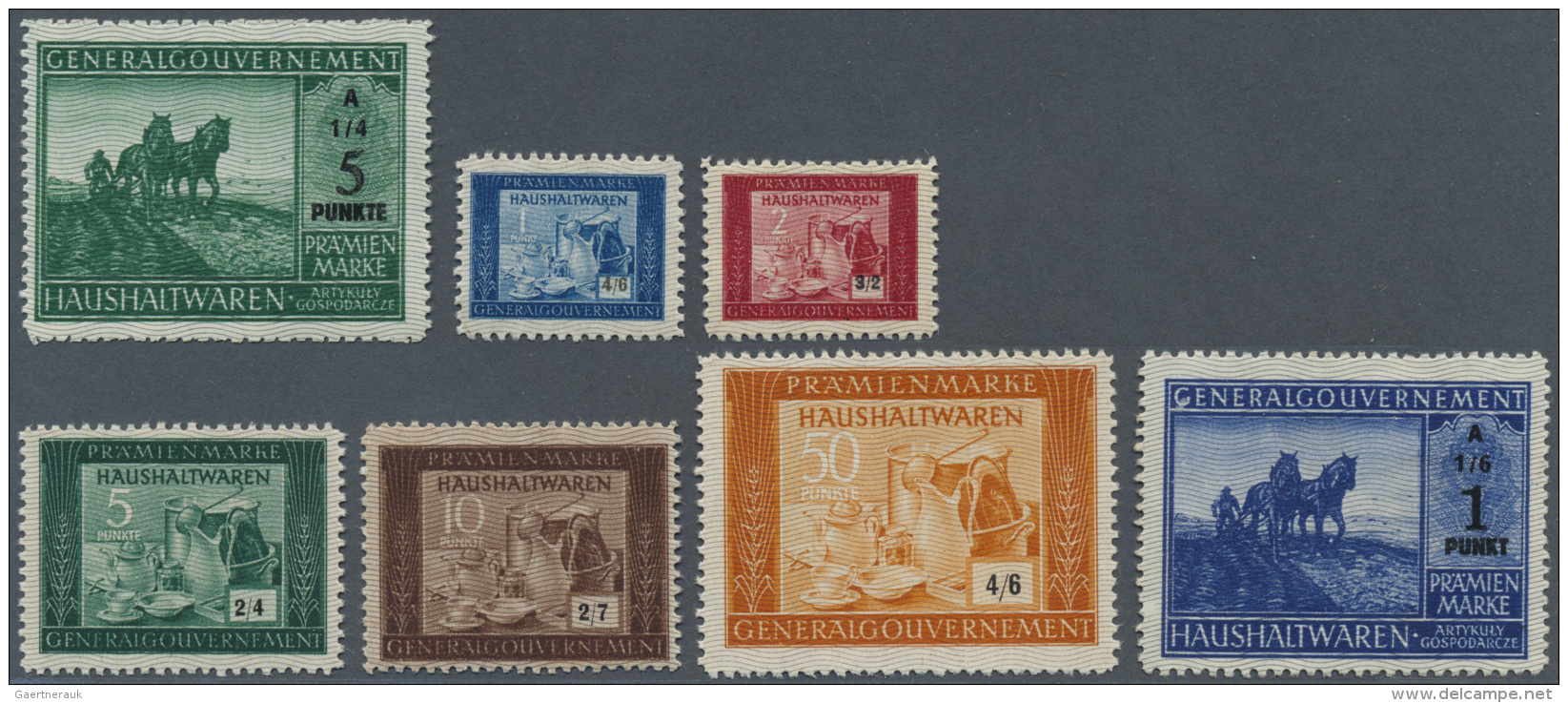 Poland / Polen: Set With 7 "Pr&auml;mienmarken" Issued By The Generalgouvernement In Poland During The War, For Housewar - Pologne