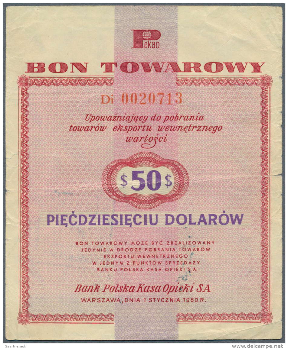 Poland / Polen: Bon Towarowy 50 Dollars 1960, P.FX19, Several Folds And Tiny Tears At Left And Right Border. Condition: - Pologne