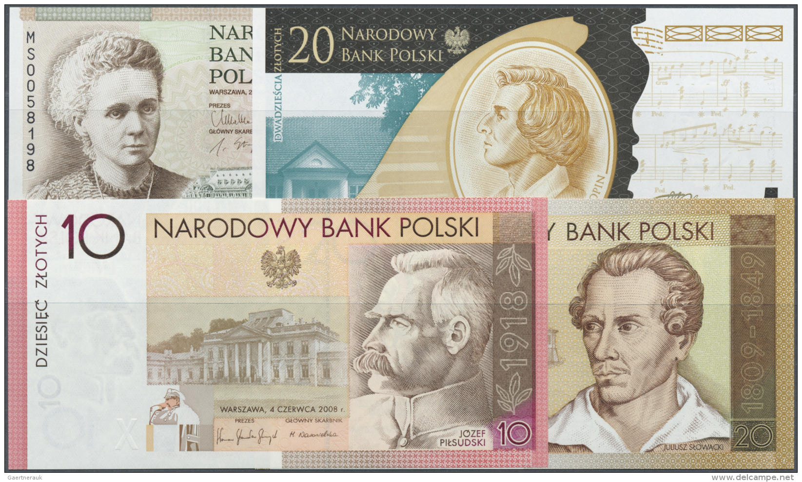 Poland / Polen: Set Of 4 Notes Containing All Commemorative Issue Notes Of 10 And 20 Zlotych P. 179-187 All In Condition - Pologne