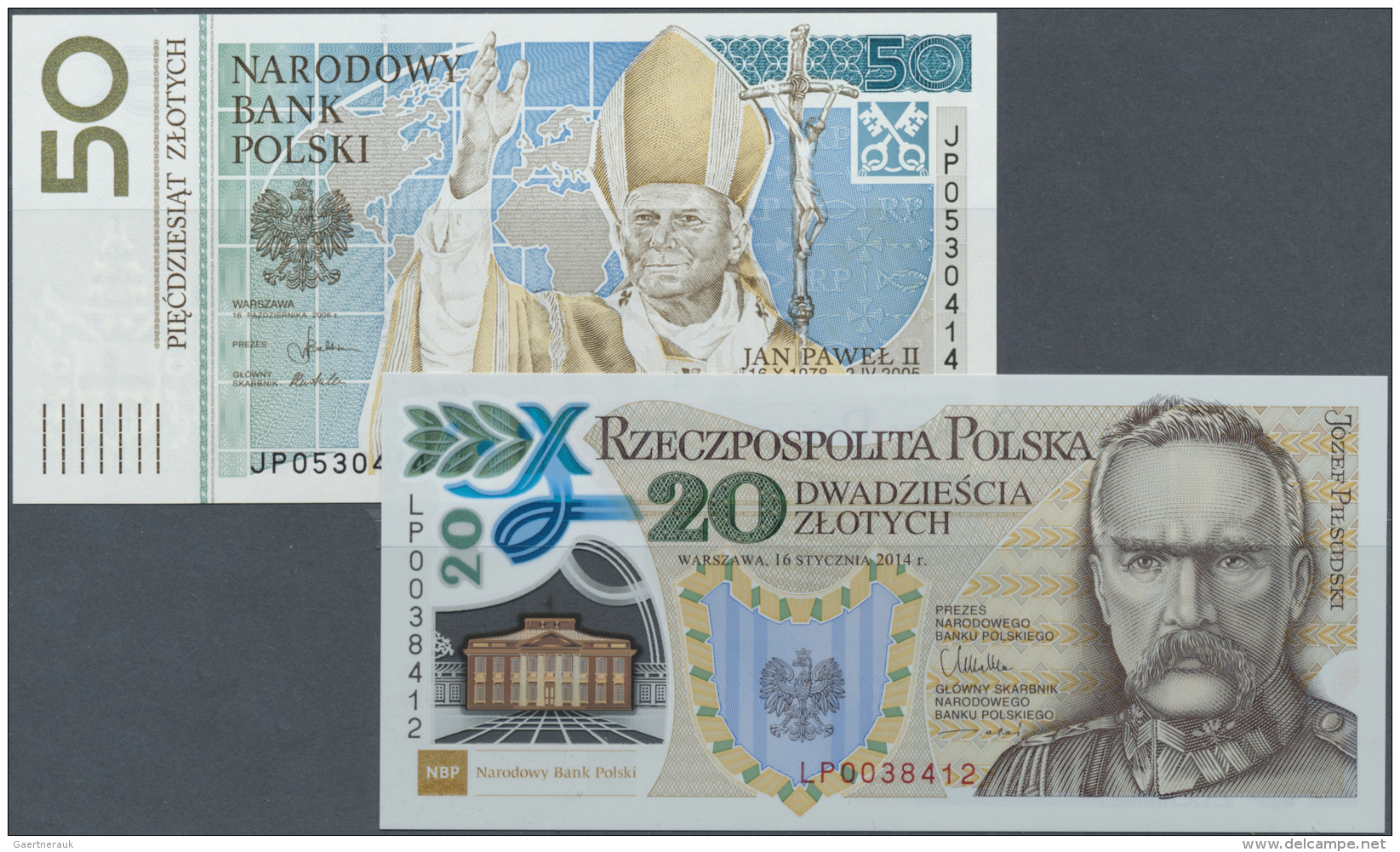 Poland / Polen: Set Of 2 Notes Containing 50 And 20 Zlotych Commemorative Issues P. 178, 187 In Condition: UNC. (2 Pcs) - Pologne