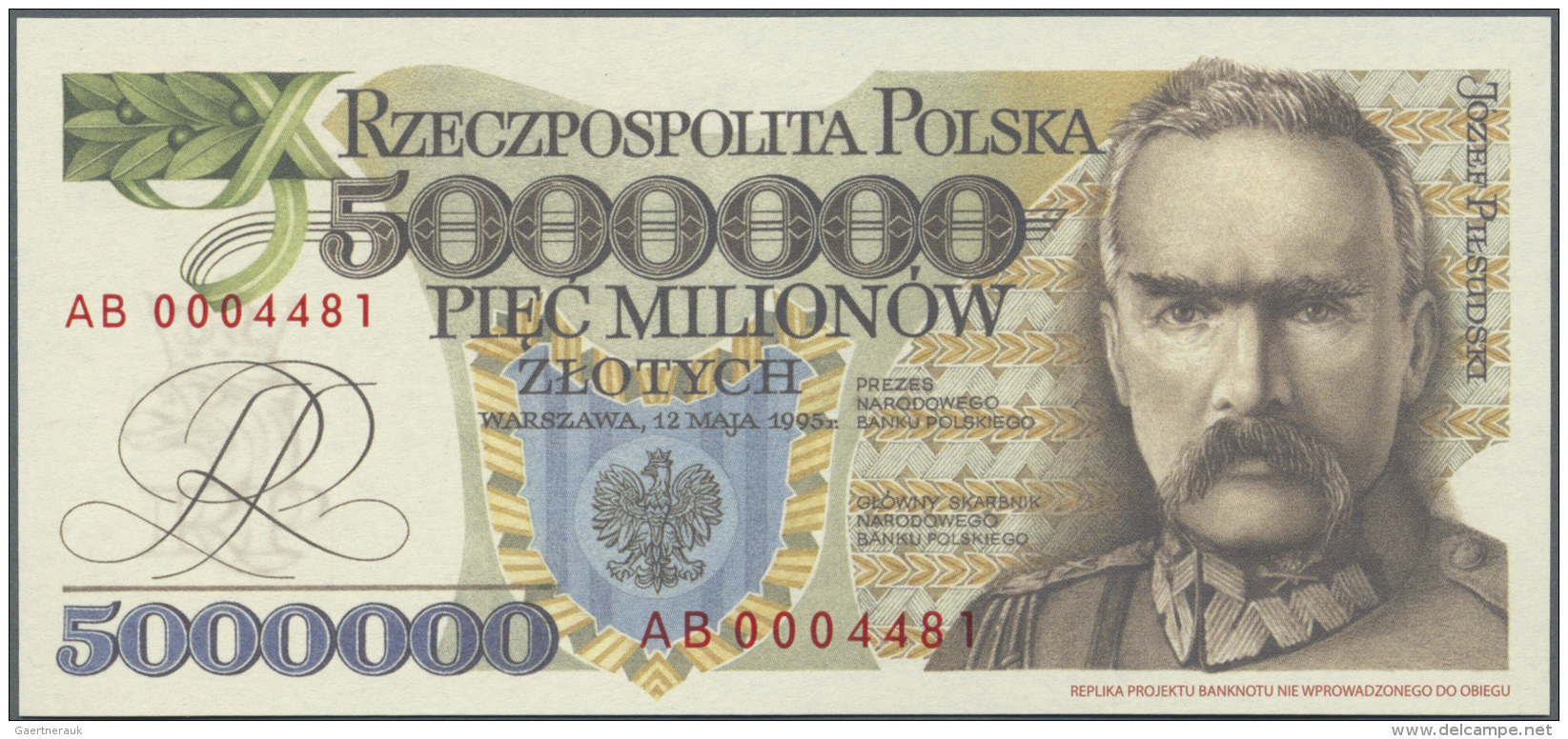 Poland / Polen: 5.000.000 Million Zlotych Official Replica Of An Unissued Project Note In Offset Print With Serial Numbe - Pologne