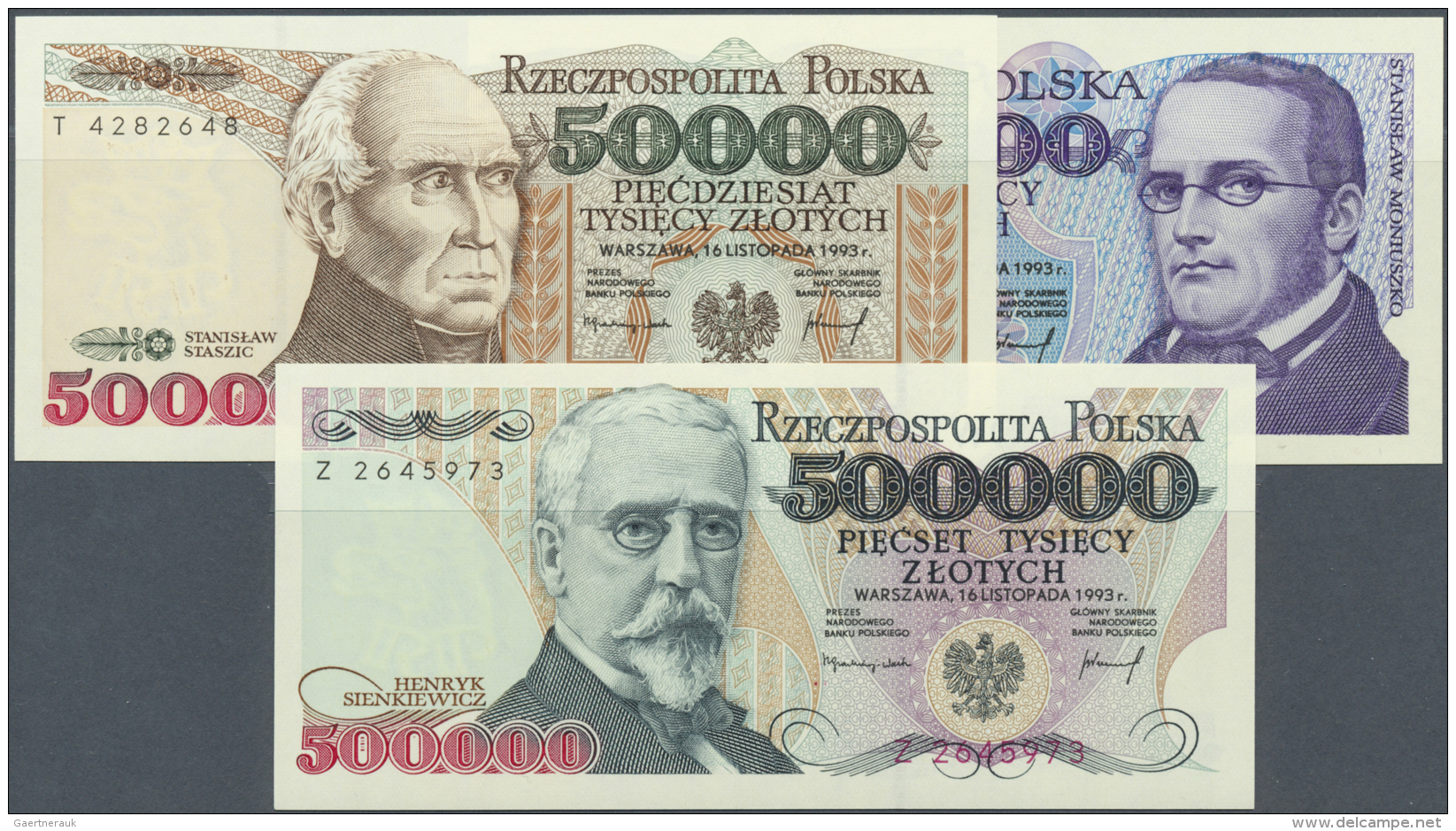 Poland / Polen: Set Of 3 Notes Containing 50.000, 100.000 And 500.000 1993 P. 159-161 In Condition: UNC. (3 Pcs) - Pologne