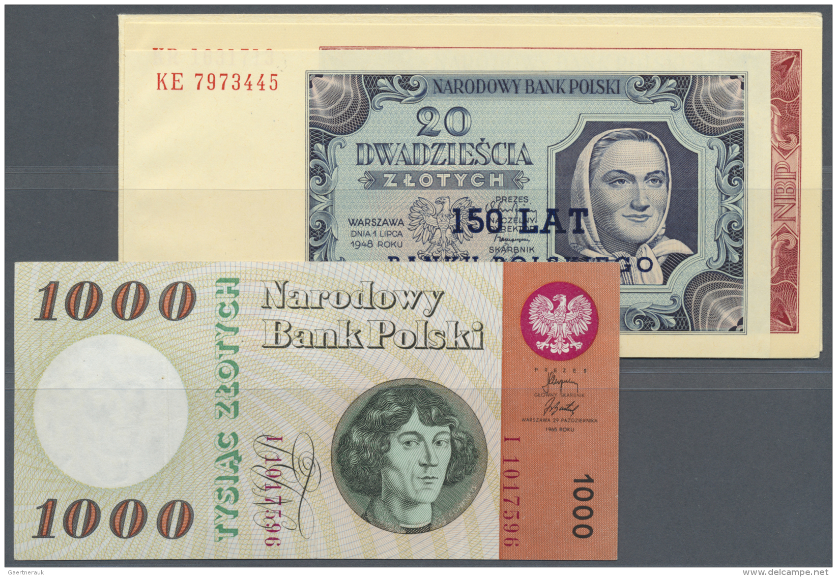 Poland / Polen: Set Of 3 Notes Containing 1000 Zlotych 1965 P. 141 (VF-) And A Special Booklet With P. 137 And 137 (20 A - Pologne