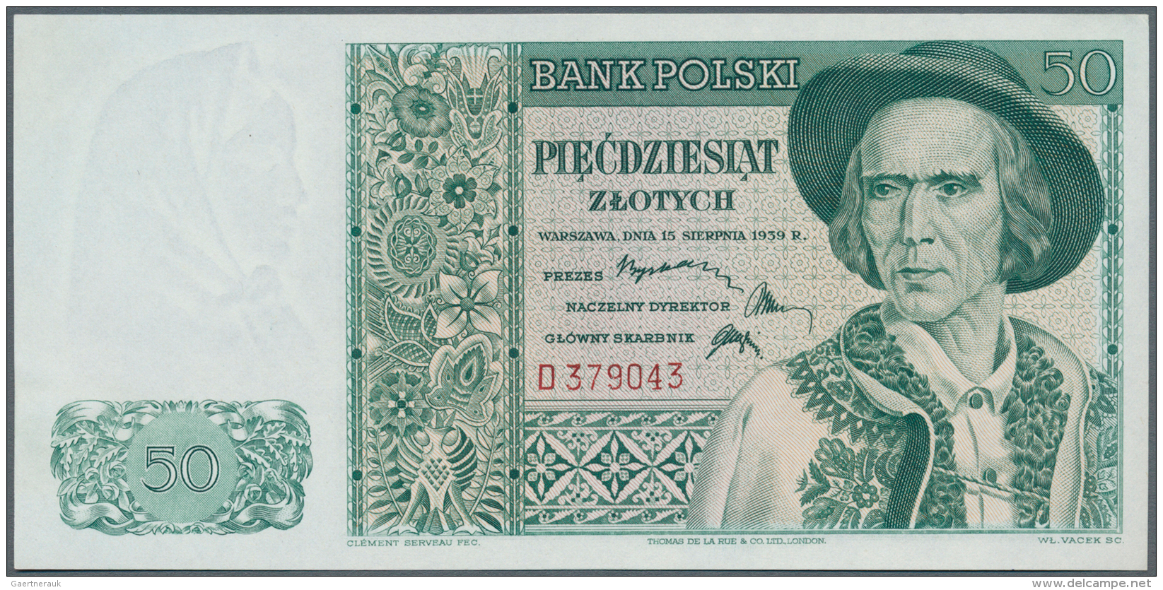 Poland / Polen: 50 Zlotych 1939 Remainder, P.84r In Perfect UNC Condition. Very Rare! - Pologne