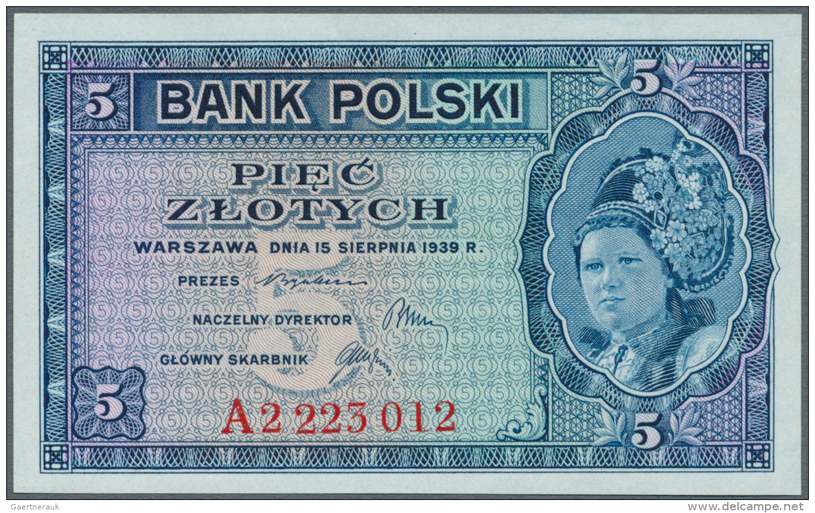 Poland / Polen: 5 Zlotych 1939 Remainder, P.81r In Perfect UNC Condition. Very Rare! - Pologne