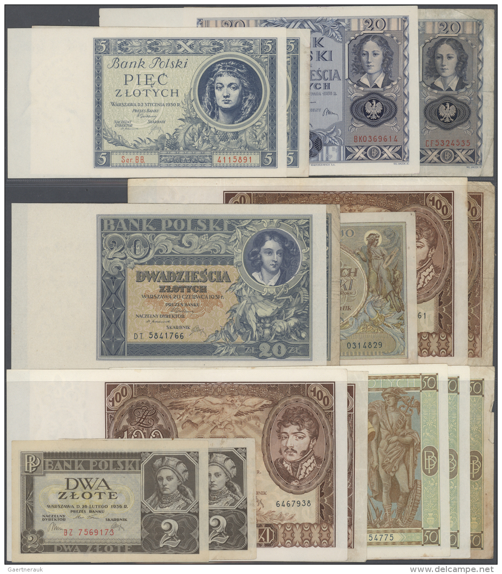 Poland / Polen: Set Of 16 Notes Containing 10 Zl. 1929 P. 69 (F+), 50 Zl. 1929 P. 70 (F-), 2x 50 Zl. 1929 P. 71 (XF), 2x - Pologne