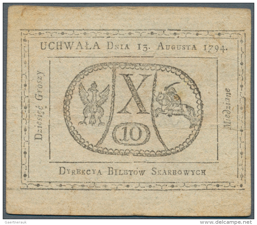 Poland / Polen: 10 Groszy 1794, P.A9 In Used Condition With Several Folds And Stains. Condition: F - Polonia