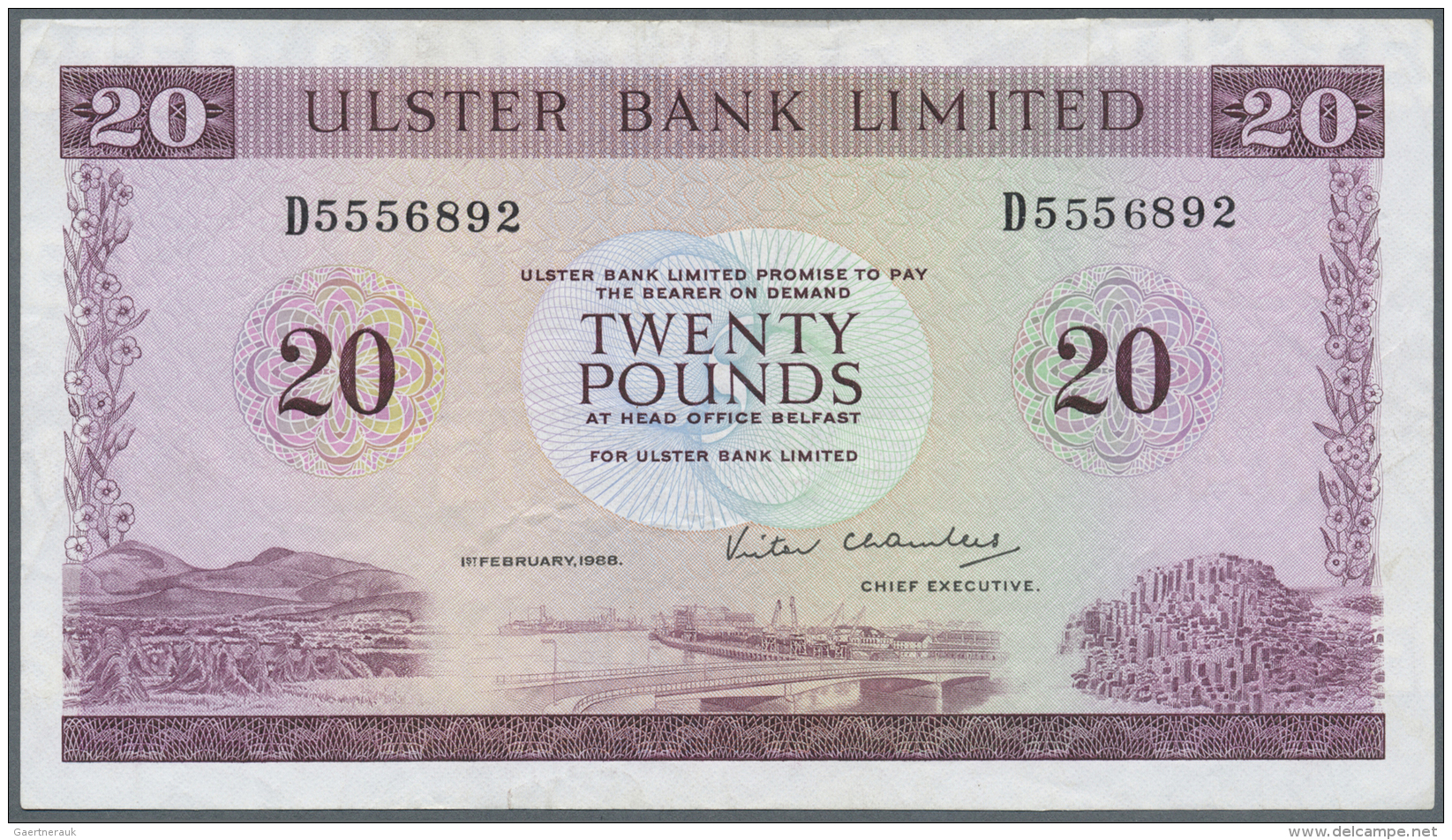 Northern Ireland / Nordirland: 20 Pounds 1988 P. 328c, Ulster Bank Limited, Light Folds And Creases In Paper, No Holes O - Autres & Non Classés