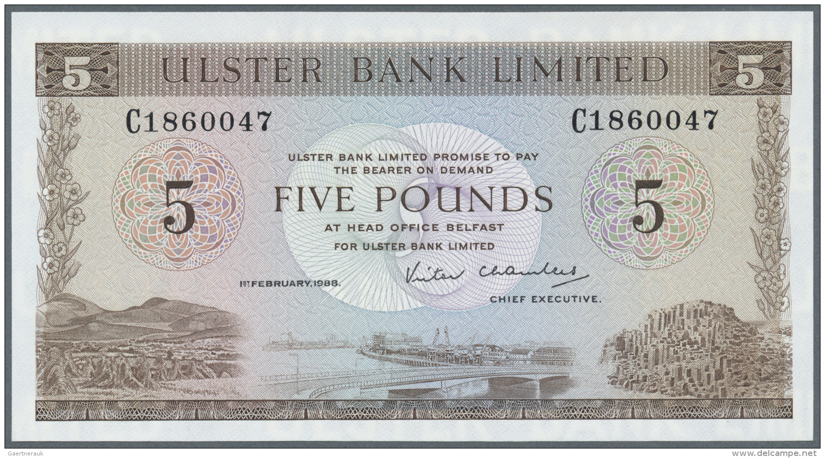 Northern Ireland / Nordirland: 5 Pounds 1988 P. 326c, Ulster Bank Limited, In Condition: UNC. - Autres & Non Classés