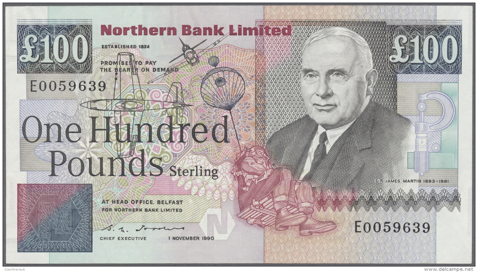 Northern Ireland / Nordirland: 100 Pounds 1990 P. 197a, Northern Bank Limted, Only Light Creases At Lower Left, In Condi - Autres & Non Classés