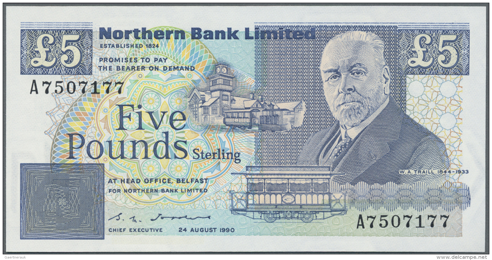 Northern Ireland / Nordirland: 5 Pounds 1990 P. 193b In Condition: UNC. - Autres & Non Classés