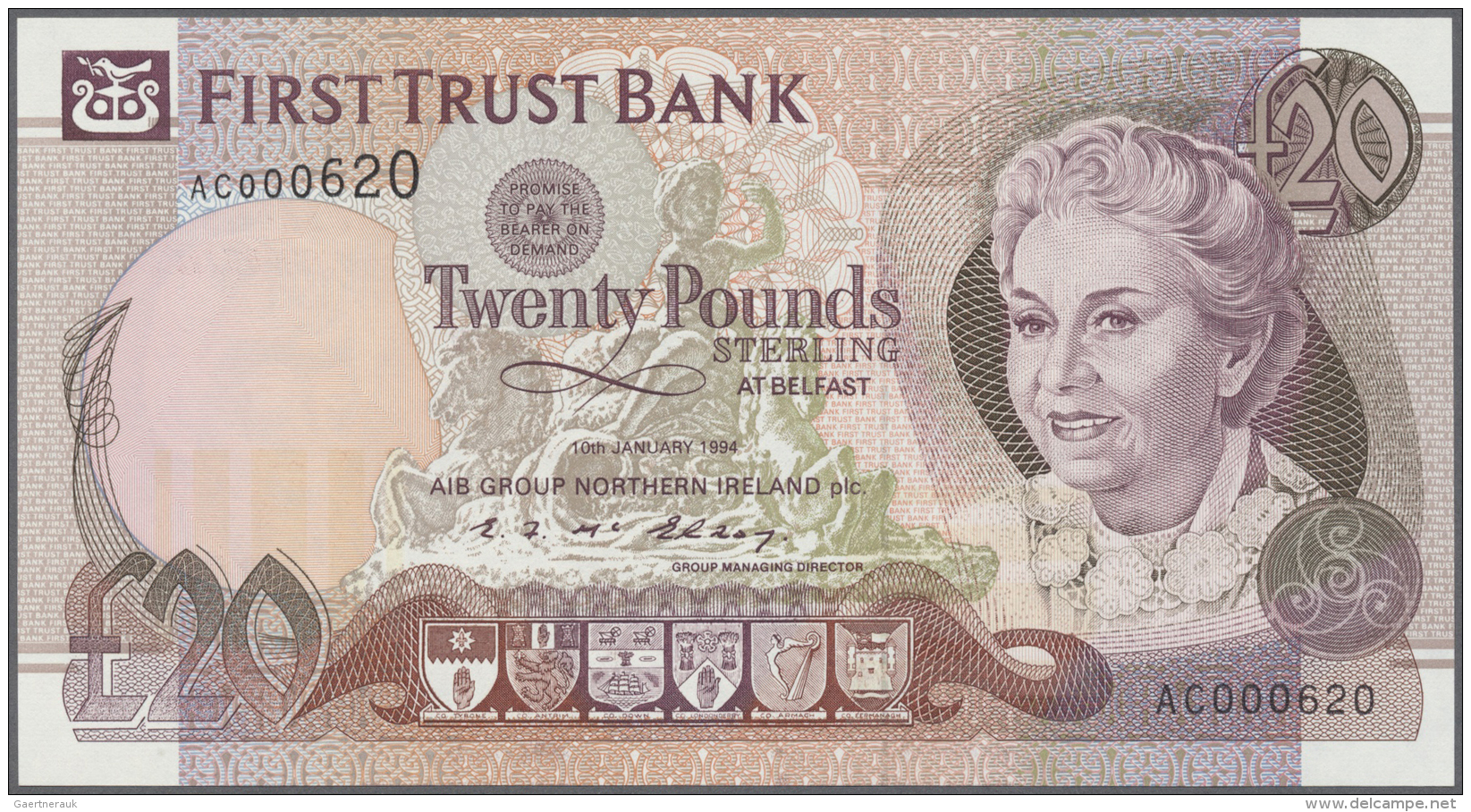 Northern Ireland / Nordirland: 20 Pounds 1994 P. 133a, First Trust Bank, In Condition: UNC. - Other & Unclassified