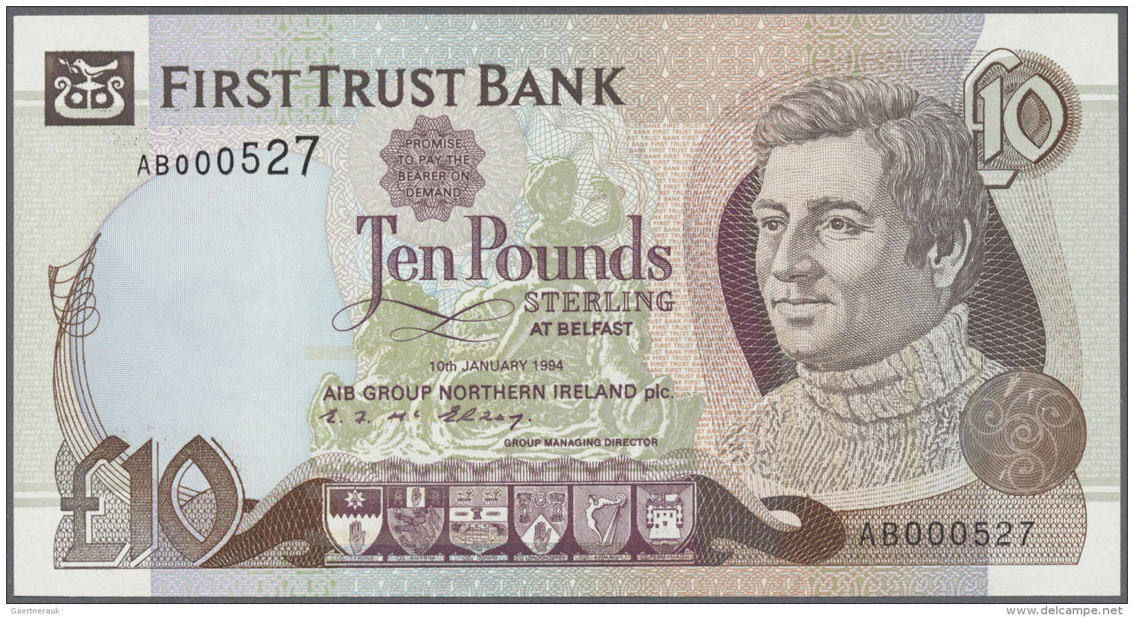 Northern Ireland / Nordirland: 10 Pounds 1994 P. 132a, First Trust Bank, In Condition: UNC. - Autres & Non Classés