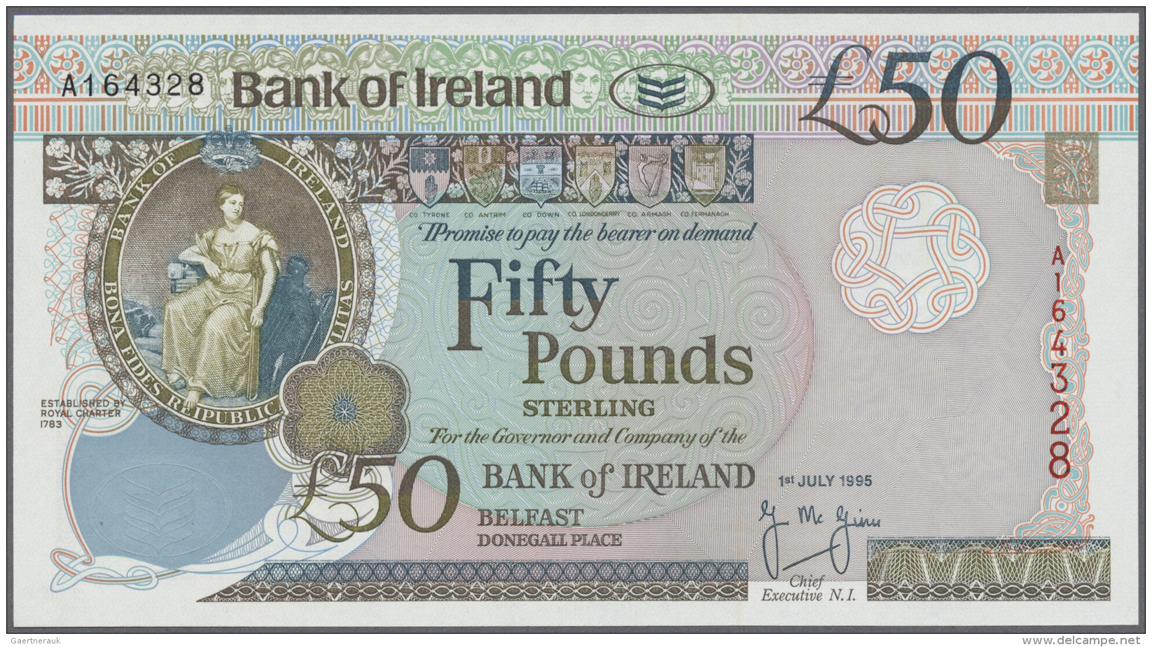 Northern Ireland / Nordirland: 50 Pounds 1995 P. 77a, In Condition: UNC. - Autres & Non Classés