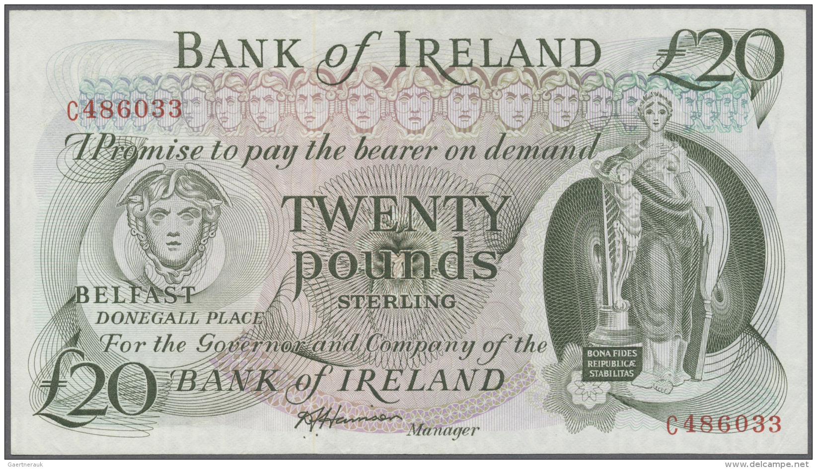 Northern Ireland / Nordirland: 20 Pounds ND P. 67Ab, Bank Of Ireland, With A Few Very Light Folds, No Holes Or Tears, Co - Other & Unclassified