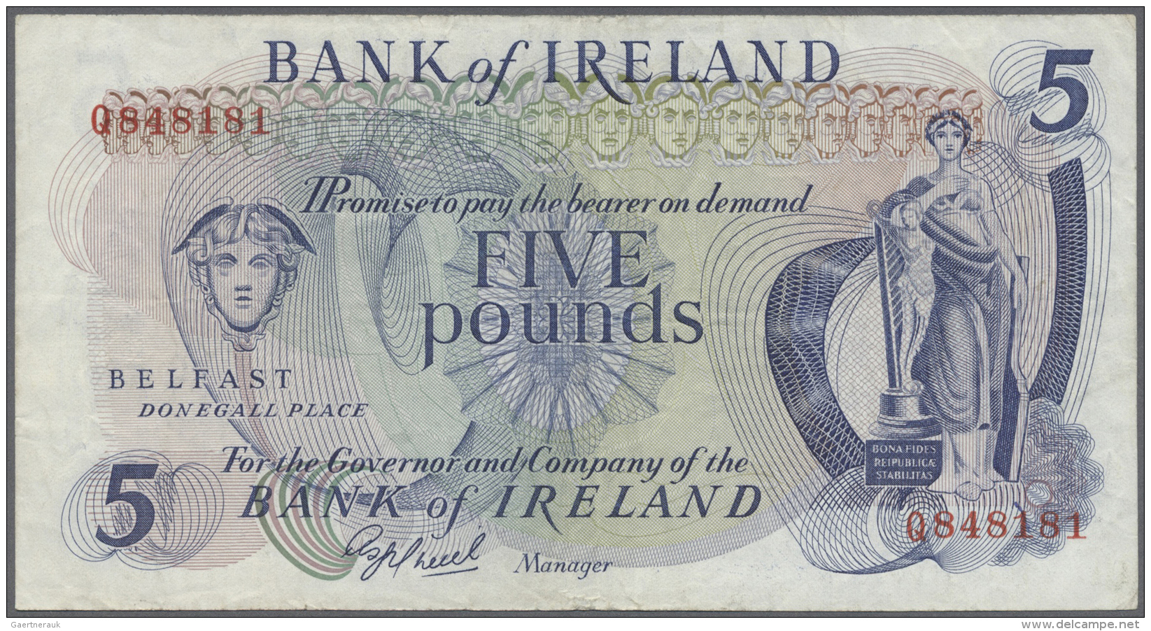 Northern Ireland / Nordirland: 5 Pounds ND(1977) P. 62bm Used With Folds And Creases But No Holes Or Tears, Still Strong - Autres & Non Classés