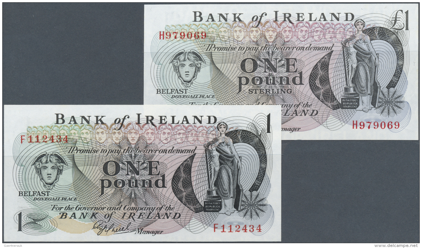 Northern Ireland / Nordirland: Set Of 2 Notes Containing 1 Pound ND(1977) P. 61b (UNC) And 1 Pound ND P. 65a (UNC), Nice - Other & Unclassified