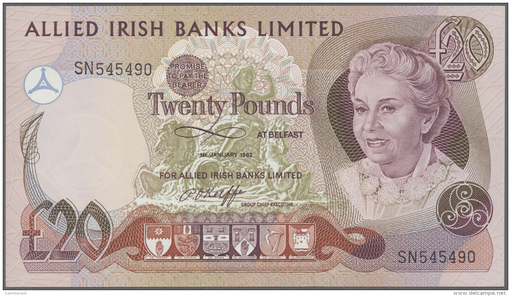 Northern Ireland / Nordirland: 20 Pounds 1982 P. 4a Allied Irish Banks Limited, Only Light Dint At Right, Condition: AUN - Other & Unclassified