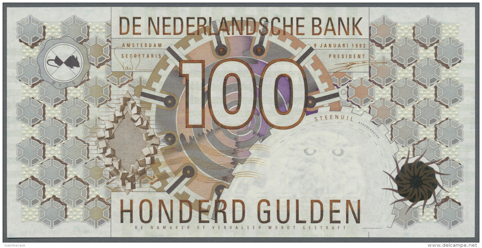 Netherlands / Niederlande: 100 Gulden 1992 P. 101 In Condition: UNC. - Autres & Non Classés