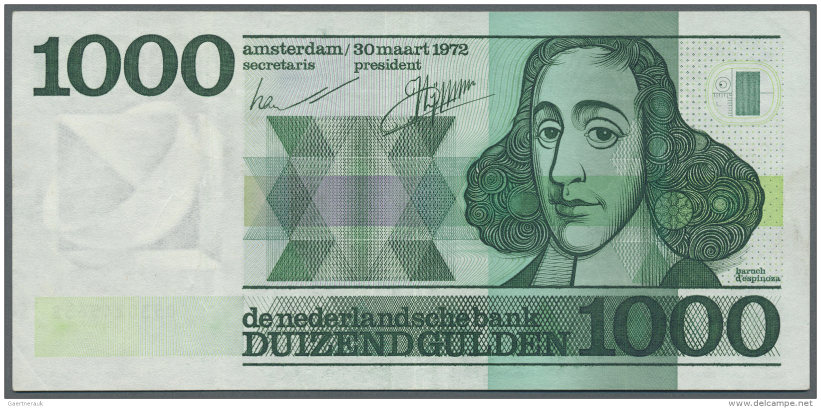 Netherlands / Niederlande: 1000 Gulden 1972 P. 94, Used With Light Vertical And Horizontal Folds, But No Holes Or Tears, - Autres & Non Classés