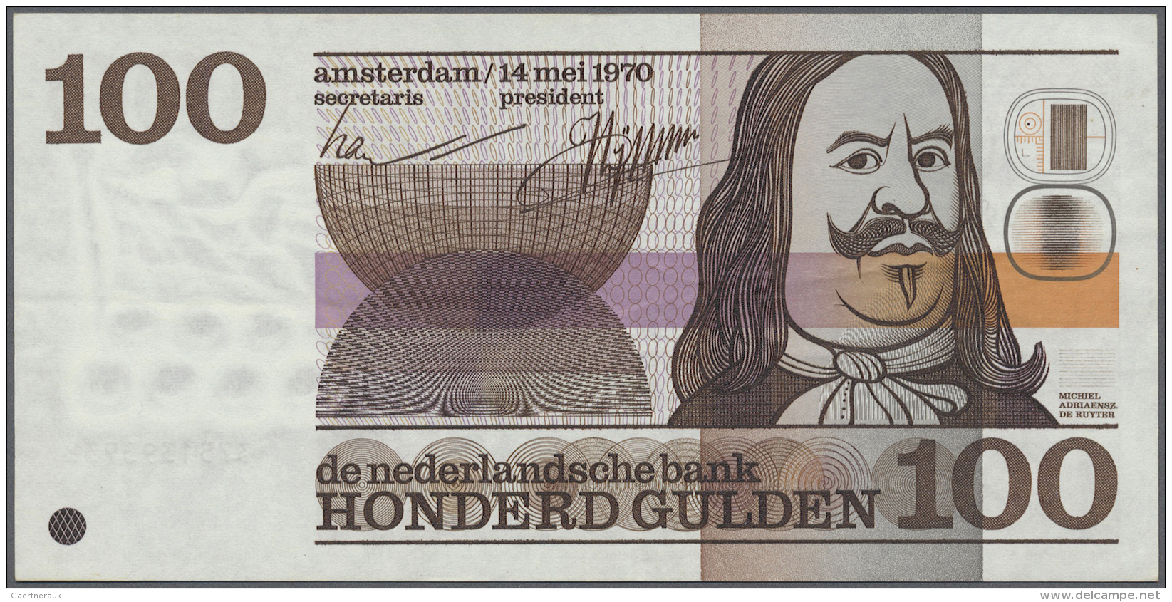 Netherlands / Niederlande: 100 Gulden 1970 P. 93a, Very Light Center And Vertical Fold, Otherwise Original Condition: XF - Altri & Non Classificati