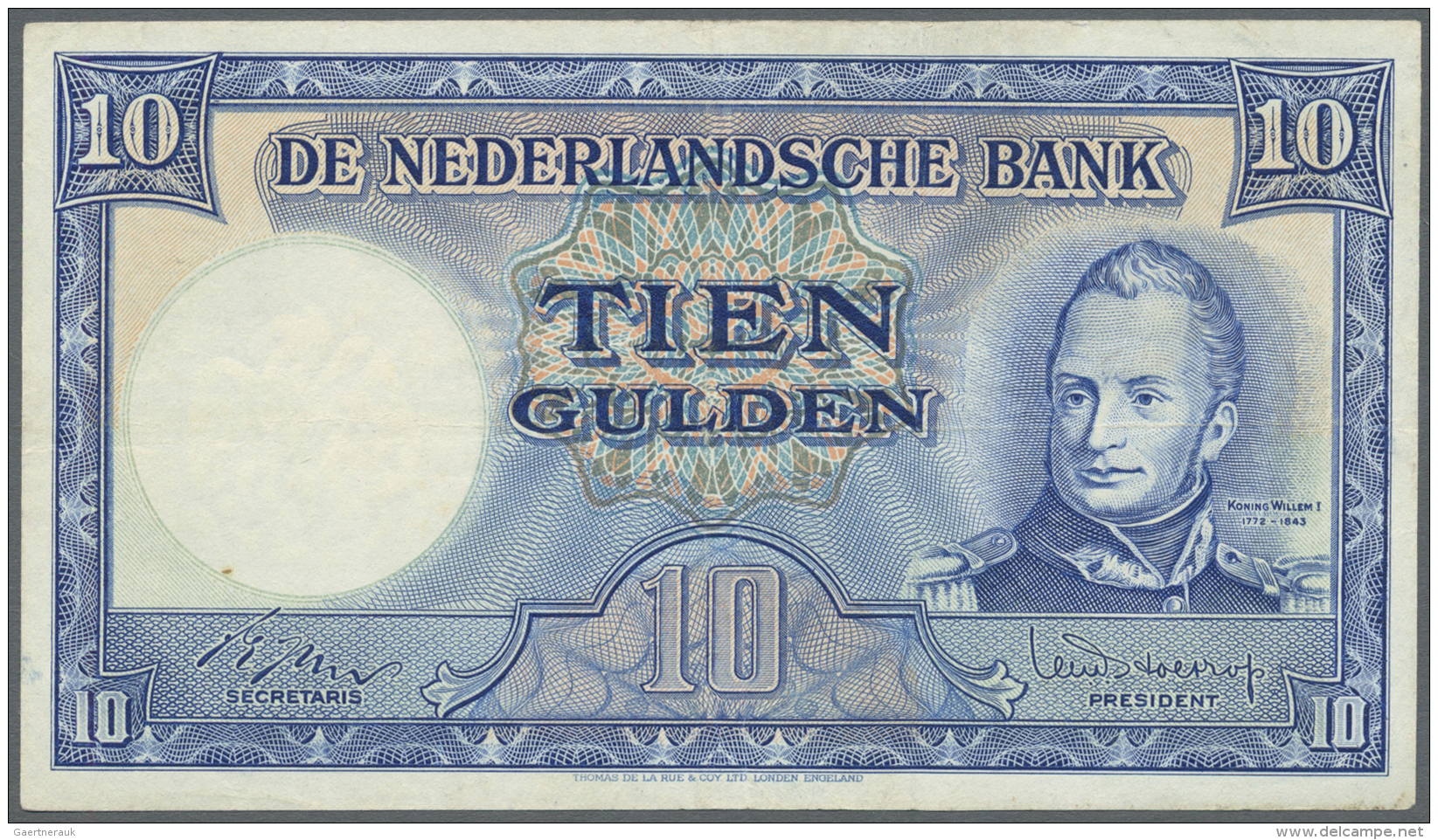 Netherlands / Niederlande: 10 Gulden 1949 P. 83 In Condition: VF+. - Autres & Non Classés
