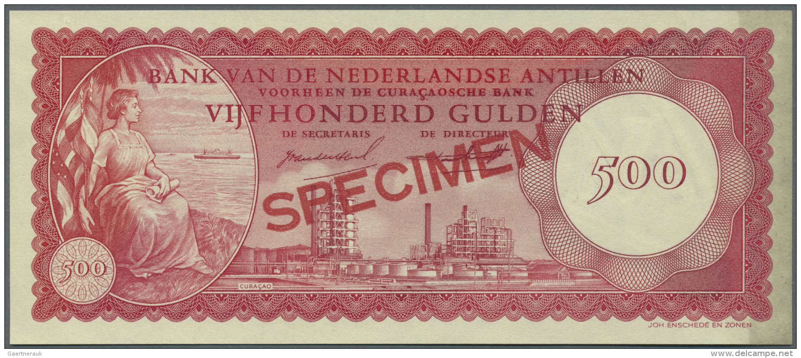 Netherlands Antilles / Niederl&auml;ndische Antillen: 500 Gulden 1962 Spceimen P. 7s, Red Specimen Overprint, Condition: - Antille Olandesi (...-1986)