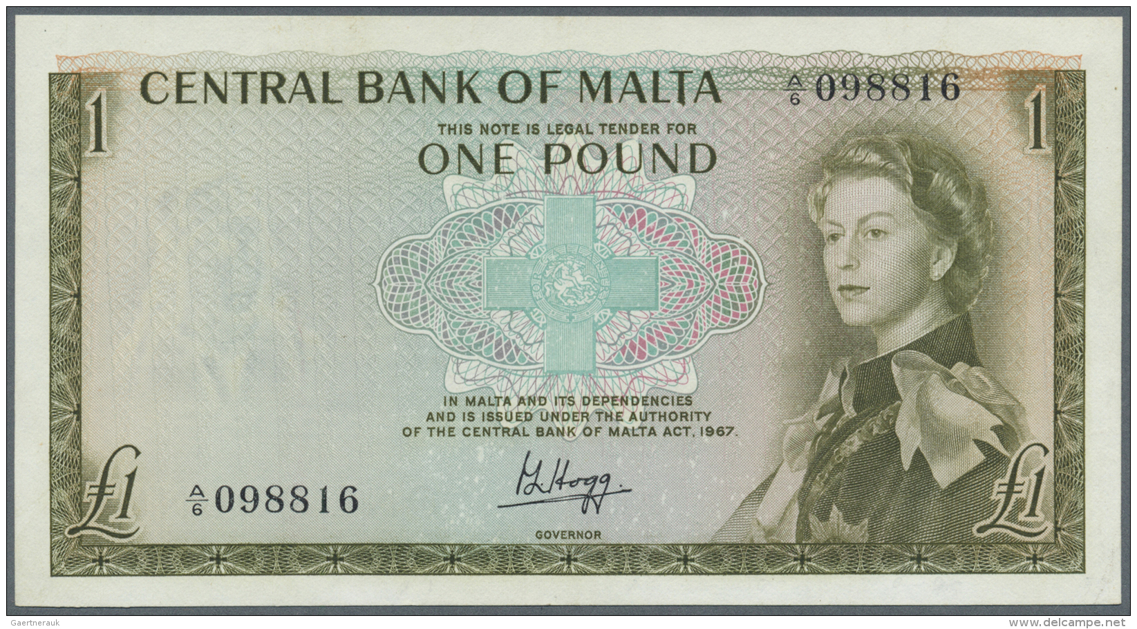 Malta: 1 Pounds ND(1969) P. 29a, Crisp And Colorful Condition: AUNC. - Malte