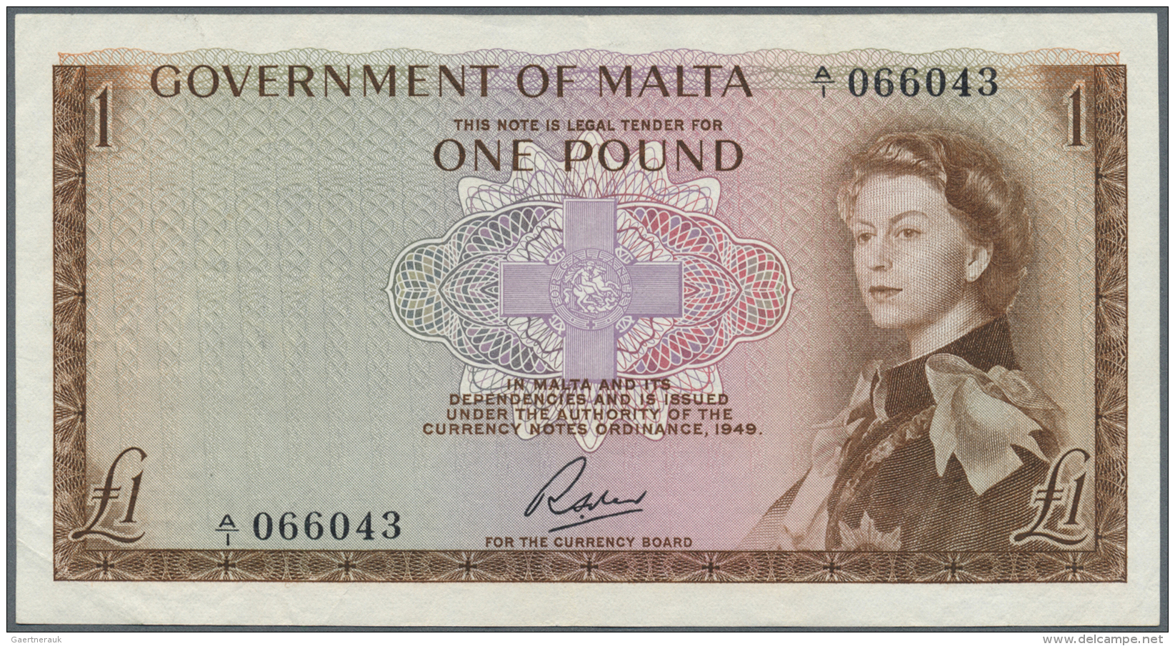 Malta: 1 Pound ND(1963) P. 26a, Light Folds In Paper, No Holes Or Tears, Still Crispness And Bright Original Colors, Con - Malte