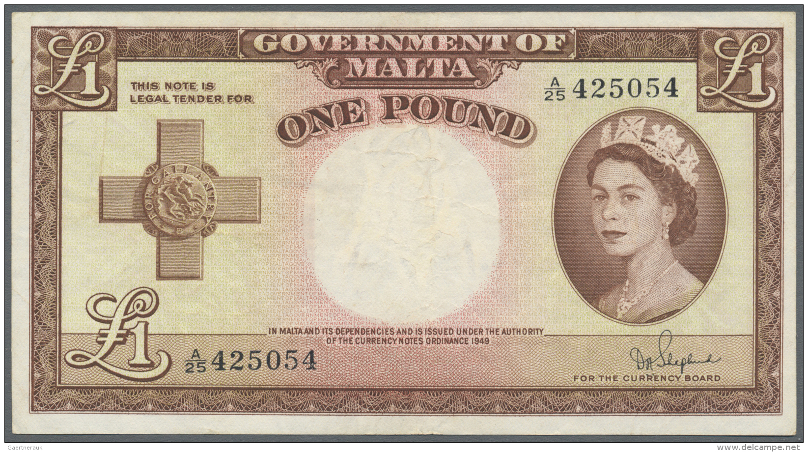 Malta: 1 Pound ND(1954) P. 24b In Condition: VF To VF-. - Malte